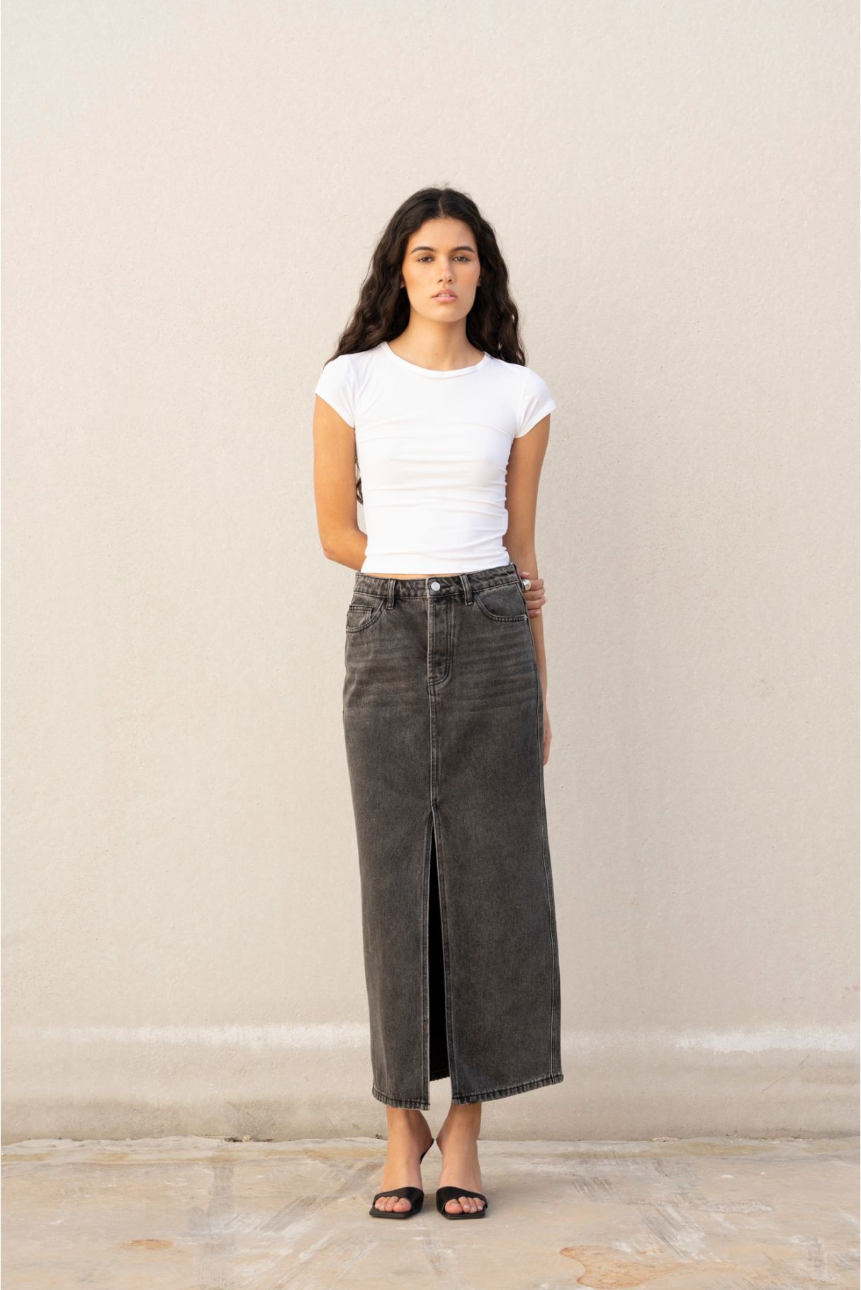 FALDA MIDI DENIM