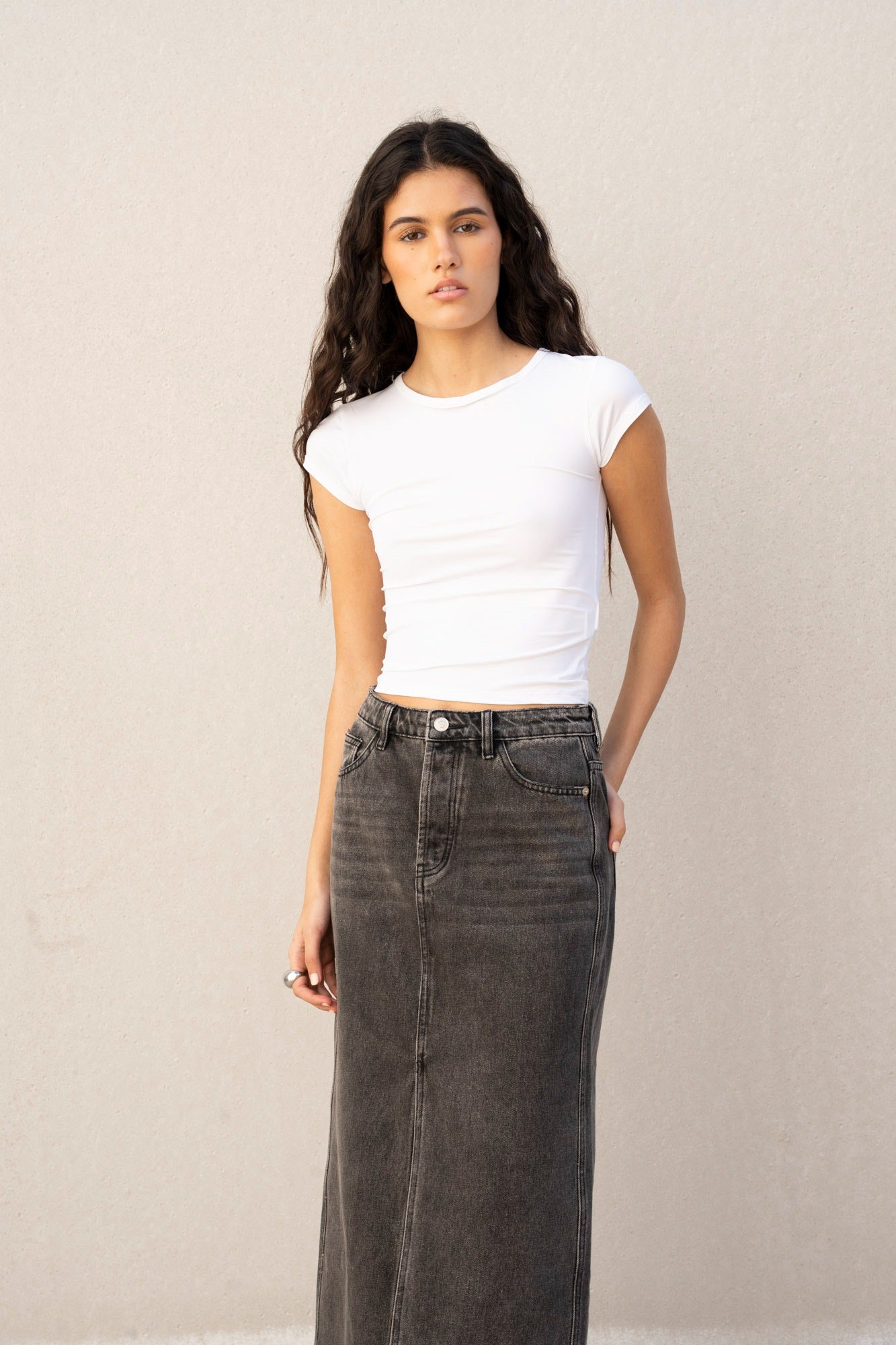 FALDA MIDI DENIM