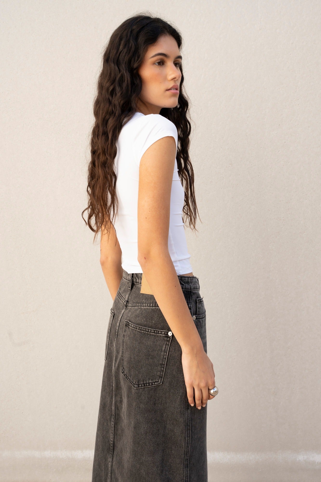 FALDA MIDI DENIM