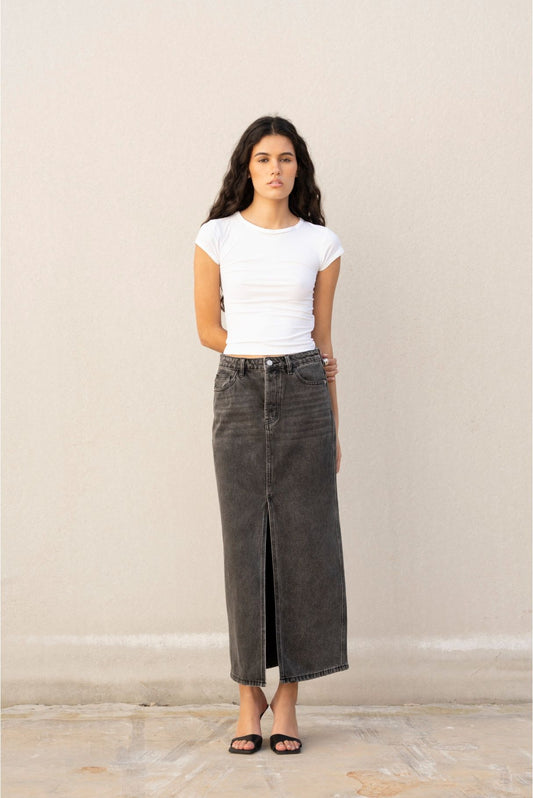 FALDA MIDI DENIM