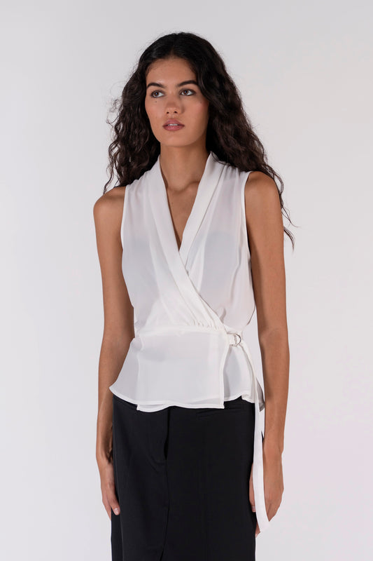 BLUSA CRUZADA CON HEBILLA